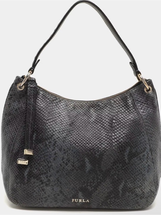Furla Handbags - Furla EUC Snake-Embossed Hobo with Gold Hardware